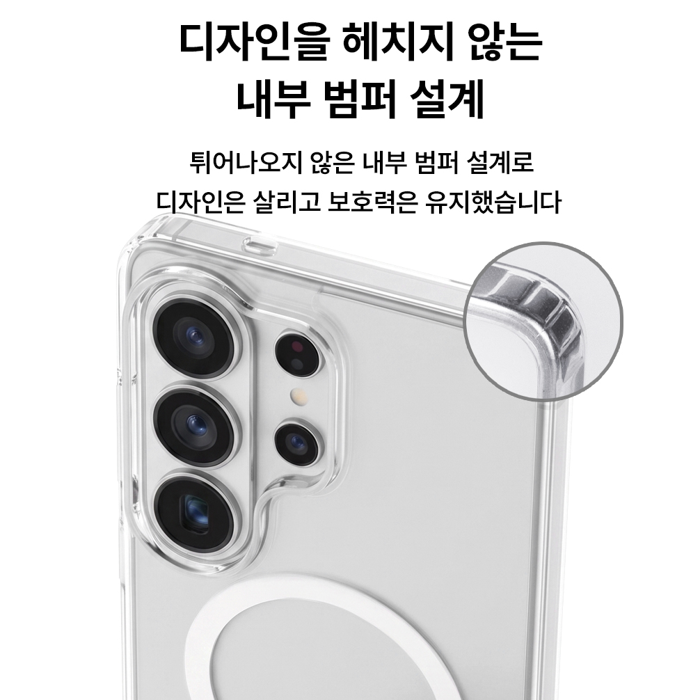 1+1 방탄 범퍼 젤리 하드 투명 맥세이프 케이스 클리어, 갤럭시A17 - 상세 이미지 4