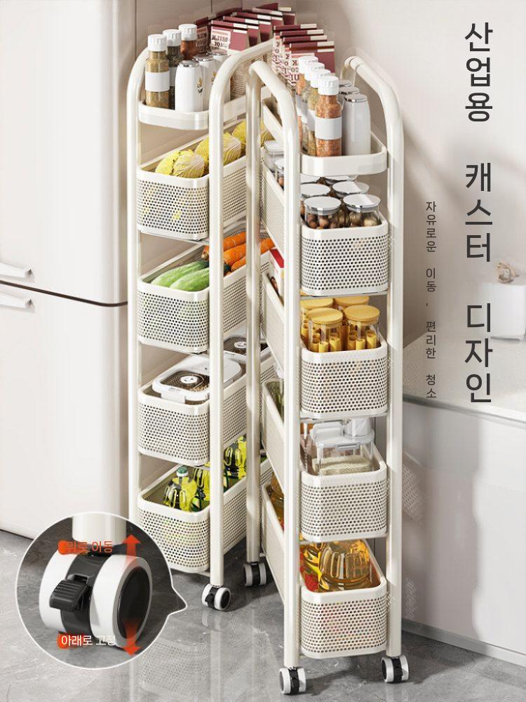 틈새 수납장 슬라이딩 선반 수납함 슬림 냉장고 세탁실 - 상세 이미지 2