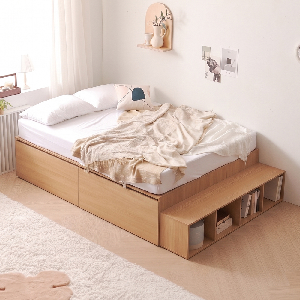 블록 퀸침대 대용량 빅수납 서랍형 침대 프레임 Q - 상세 이미지 3