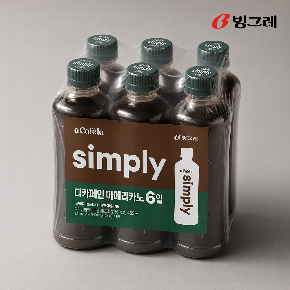 빙그레 아카페라 심플리 디카페인 아메리카노, 400ml, 6개