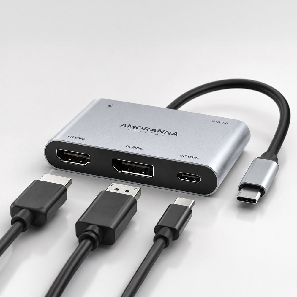 아모란나 C타입 HDMI DP USB C 젠더 분배기 노트북 화면 확장 5in1 MST - 상세 이미지 4