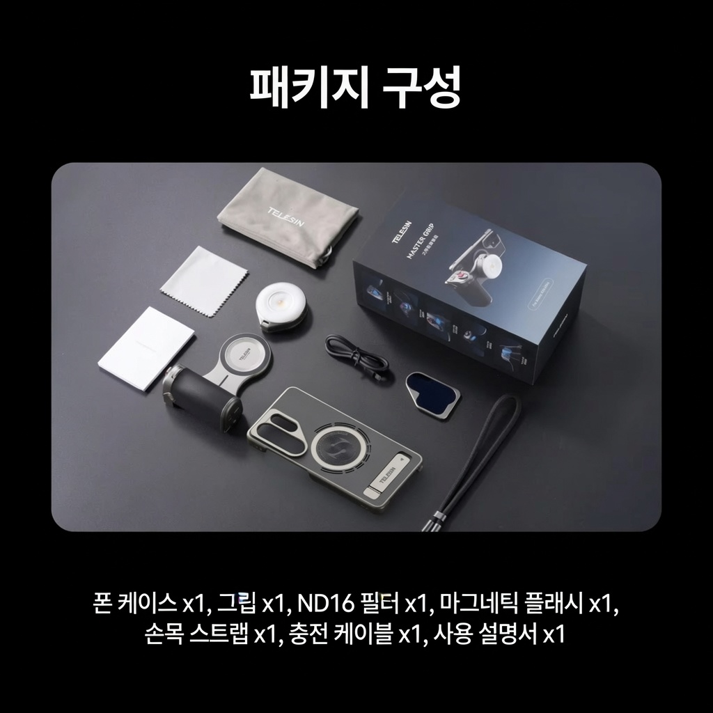 텔레신 갤럭시 S26 울트라 마그네틱 카메라 그립 3200mAh 촬영키트 ND16 필라이트 이미지 7