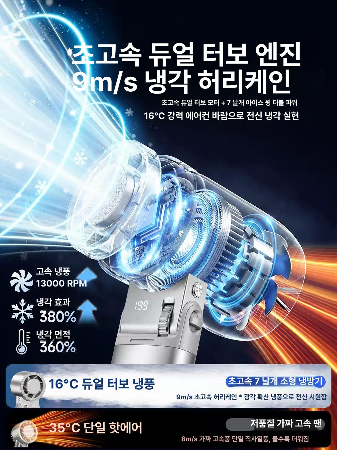 휴대용 접이식 미니 선풍기 초강력 팬 문라이트 실버 프로 6000m Ah - 상세 이미지 3