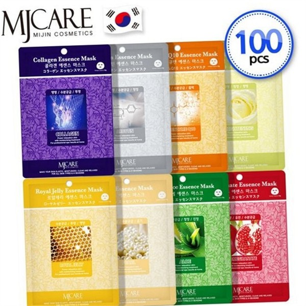 수분 에센스 마스크팩 100매 진정 보습 마스크팩 코엔자임 콜라겐 알로에 - 상품 이미지