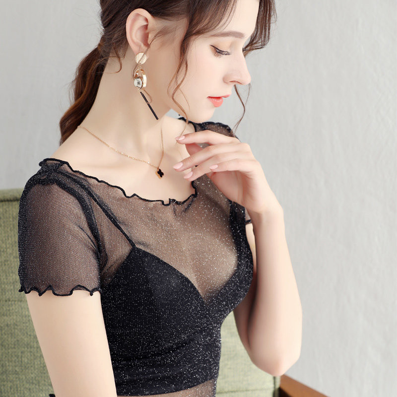 반팔 어드 이너탑 시스루 스 메쉬 망사 - 상세 이미지 2
