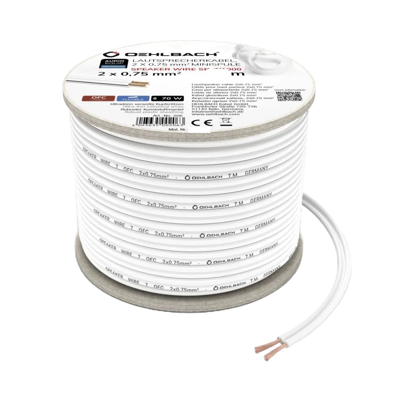 Oehlbach 오엘바흐 SPEAKER WIRE SP-7 스피커 케이블 2 x 0.75mm² 화이트 20M 1롤 (D1C207) - 상품 이미지
