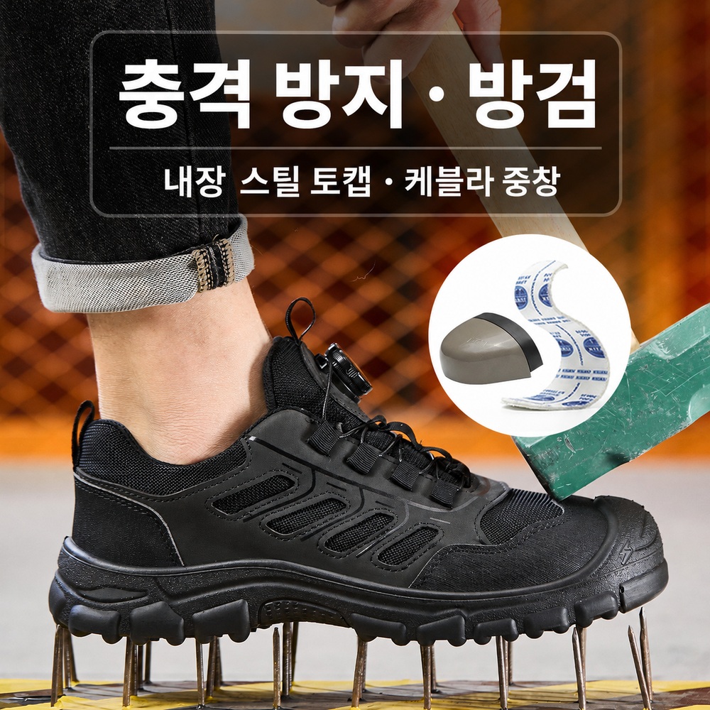 남성 다이얼 안전화 경량 통기성 저목 작업화 - 상세 이미지 4