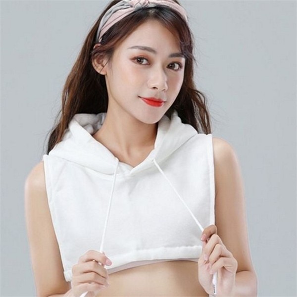 페이크 여성 후드 레이어드 크롭 여성 레이어드 탑 캐주얼 맨투맨 - 상품 이미지