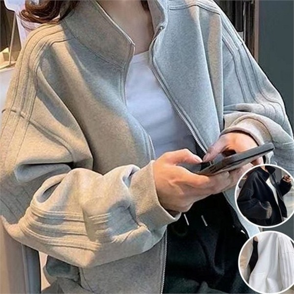 데일리 여성 하이넥 집업 캐주얼 여성 숏 기장 집업 크롭 - 상품 이미지