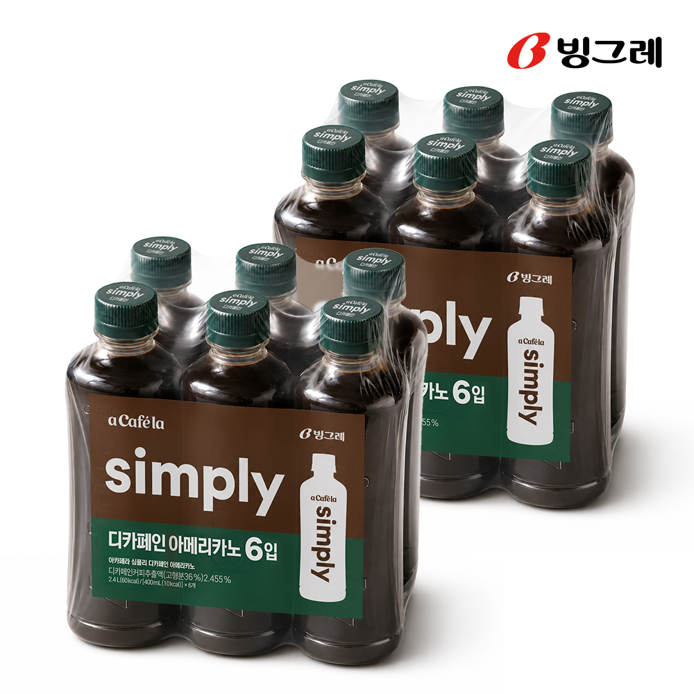 빙그레 아카페라 심플리 디카페인 아메리카노, 400ml, 12개