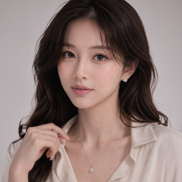 메종드쉬 모이사나이트 세트 귀걸이 목걸이 925실버 18kGF BMS024 플로라 눈꽃 - 상세 이미지 4