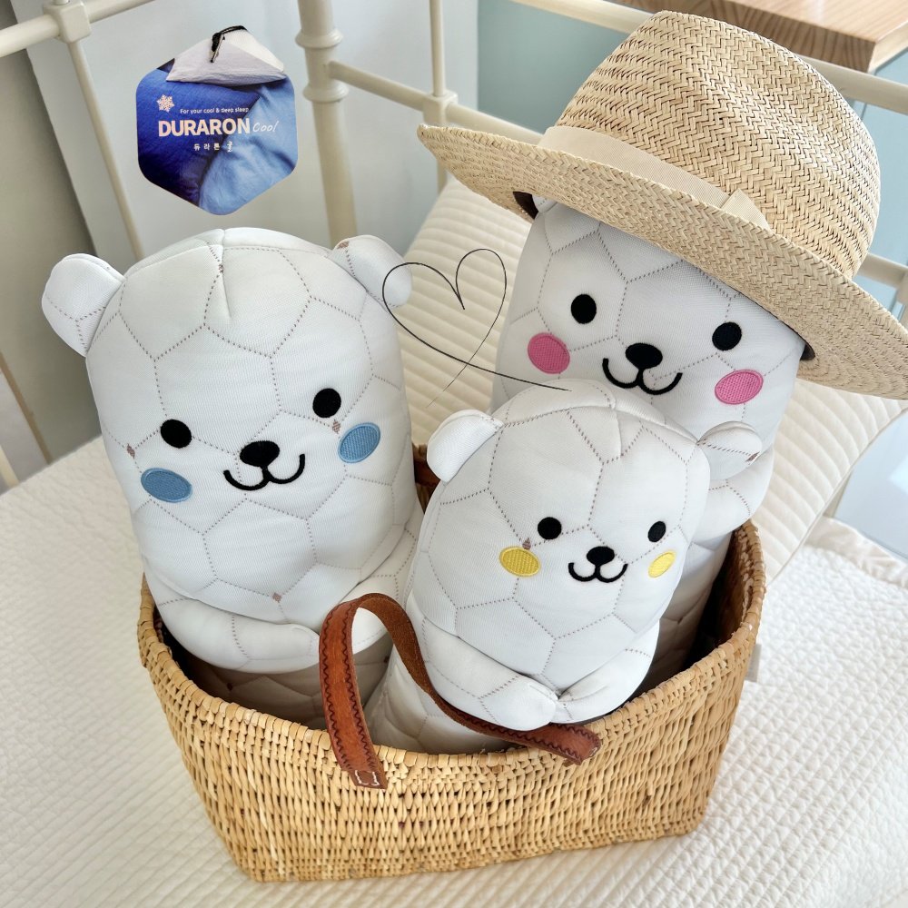 듀라론 냉감 곰돌이 애착 인형 바디필로우 아기인형 냉고미 아기 죽부인 - 상품 이미지