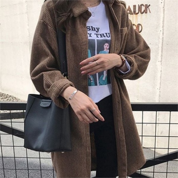 루즈핏 여성 골지 자켓 데일리 여성 코듀로이 자켓 간절기 가을 - 상세 이미지 2