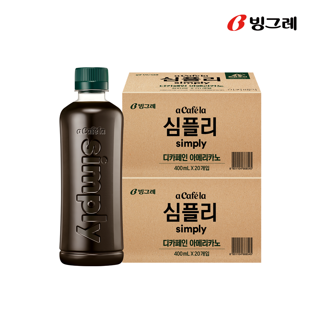 빙그레 아카페라 심플리 디카페인 아메리카노, 400ml, 40개
