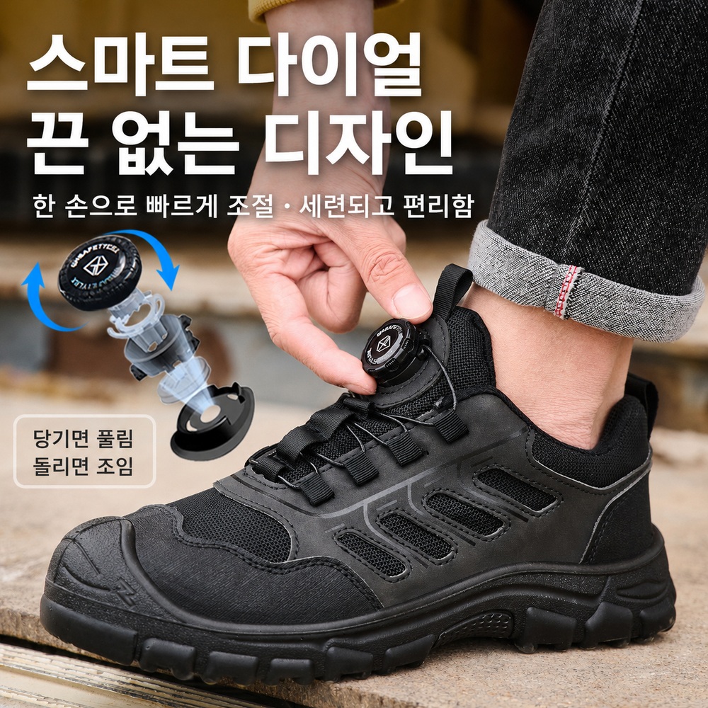 남성 다이얼 안전화 경량 통기성 저목 작업화 - 상세 이미지 5