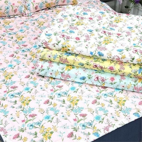 아사 면 워싱 침대 패드 (K/S) 누빔 꽃무늬 침대 패드 - 상품 이미지