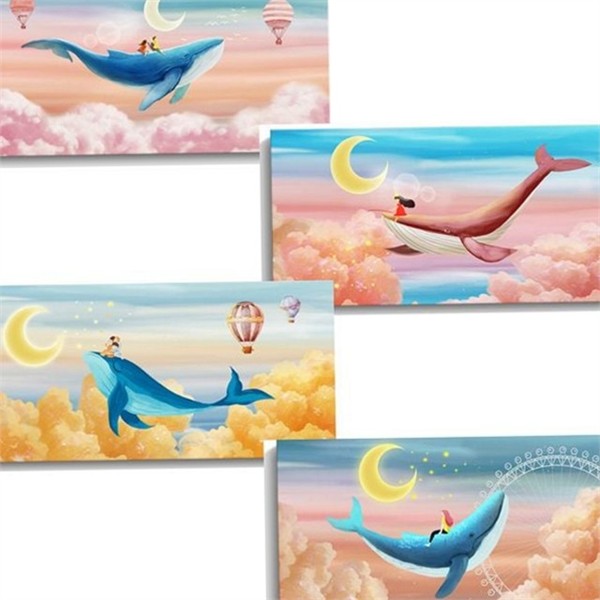 인테리어 고래 그림 액자 일러스트 캔버스 그림 액자 벽걸이 - 상품 이미지