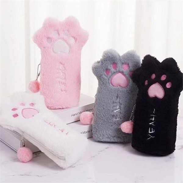 부드러운 고양이 발바닥 필통 1+1 복실 털 필통 대용량 학생 - 상세 이미지 2