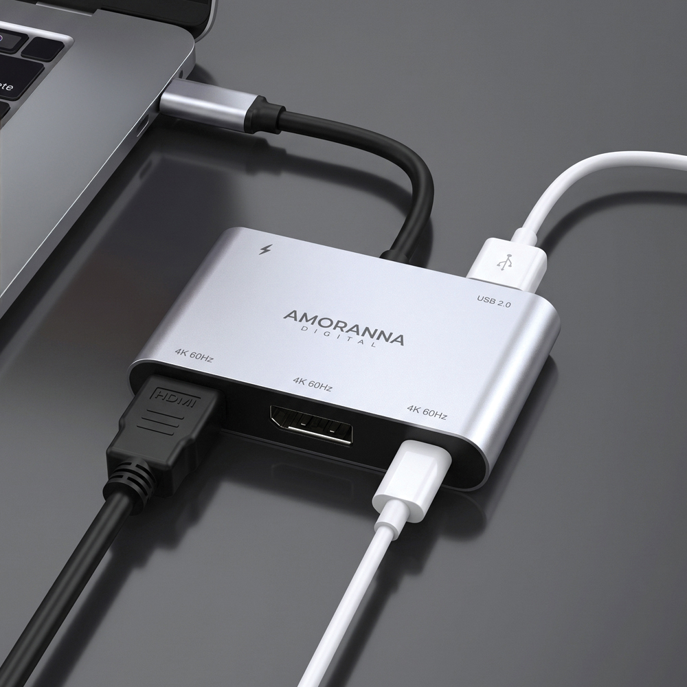 아모란나 C타입 HDMI DP USB C 젠더 분배기 노트북 화면 확장 5in1 MST 이미지 6