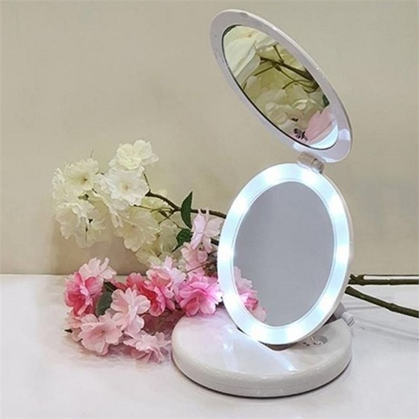 무선 led 탁상 거울 메이크업 led 확대 거울 휴대용 양면 - 상품 이미지