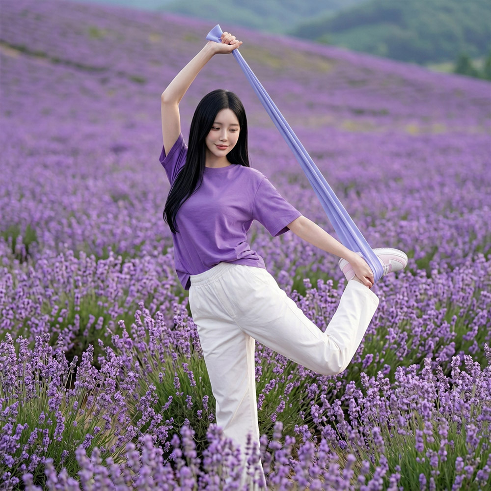 비핏 스트레칭밴드 스트레칭 요가밴드 라텍스 1단계 인디핑크 입문용 0.2mm - 상세 이미지 4