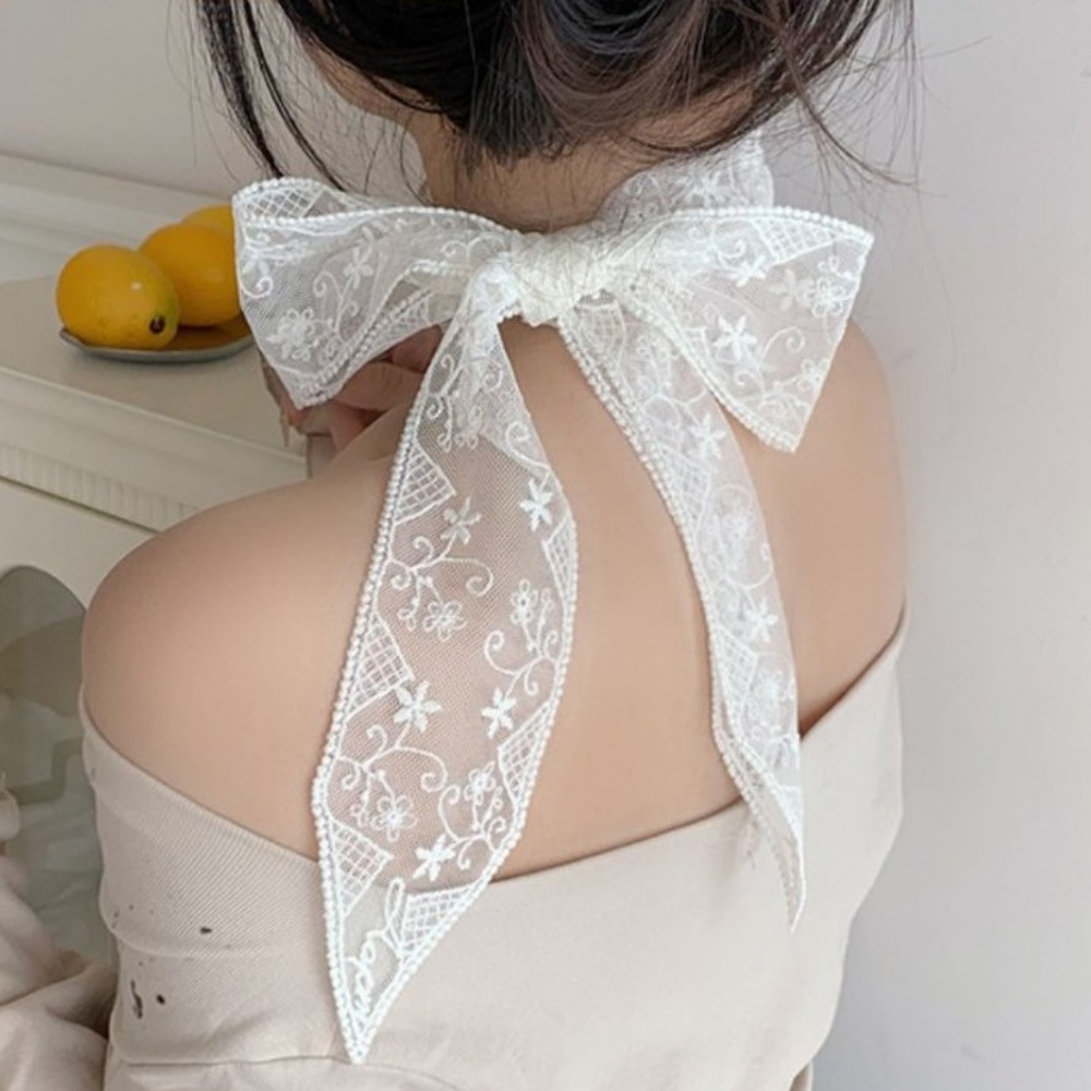 레이스 쉬폰 스카프 여름 쁘띠 롱 리본 목스카프 박대표마켓 - 상품 이미지