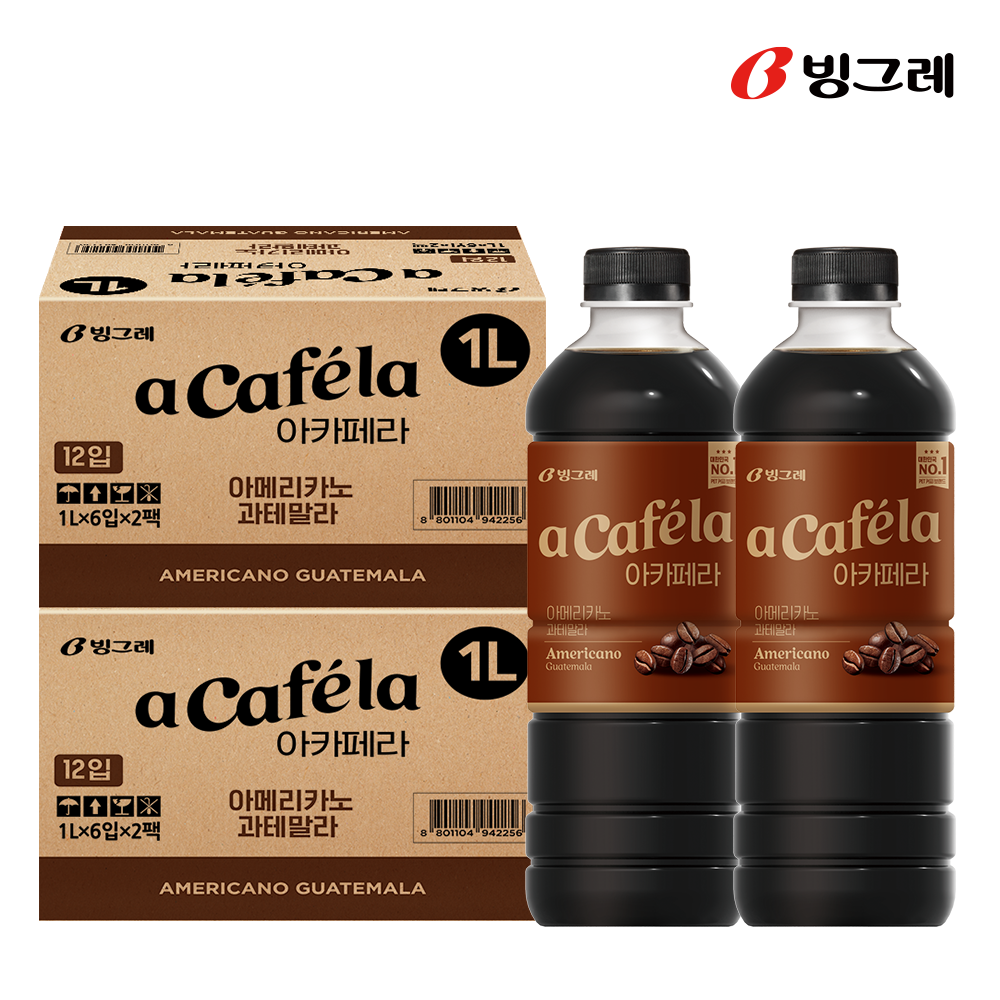 빙그레 아카페라 아메리카노 과테말라, 1L, 24개 - 상품 이미지