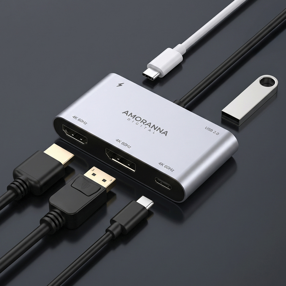 아모란나 C타입 HDMI DP USB C 젠더 분배기 노트북 화면 확장 5in1 MST - 상세 이미지 5