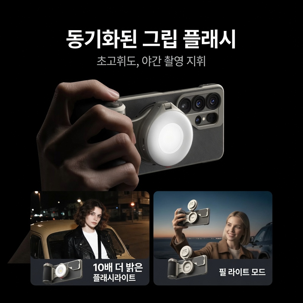 텔레신 갤럭시 S26 울트라 마그네틱 카메라 그립 3200mAh 촬영키트 ND16 필라이트 - 상세 이미지 4