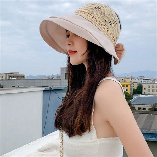 라피아 여성 버킷 햇 넓은 여성 벙거지 모자 데일리 여름 - 상품 이미지