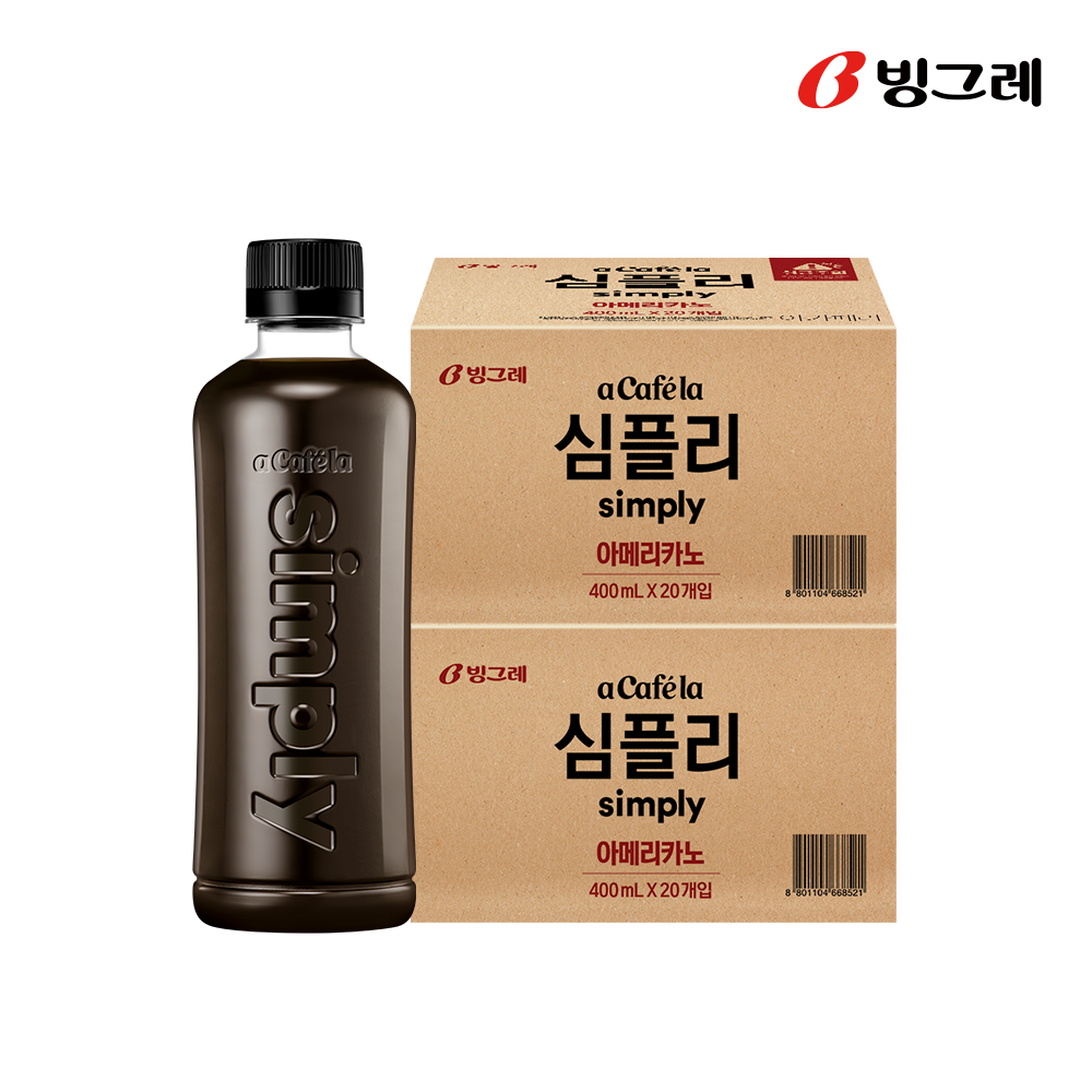 빙그레 아카페라 심플리 아메리카노, 400ml, 40개