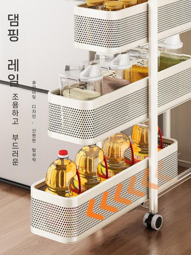틈새 수납장 슬라이딩 선반 수납함 슬림 냉장고 세탁실 - 상세 이미지 3