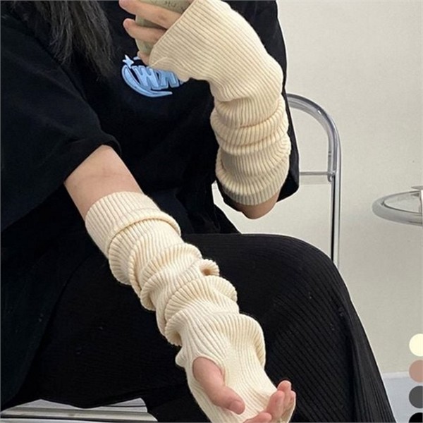 루즈핏 여성 니트 암워머 데일리 여성 골지 암워머 베이직 토시 - 상품 이미지