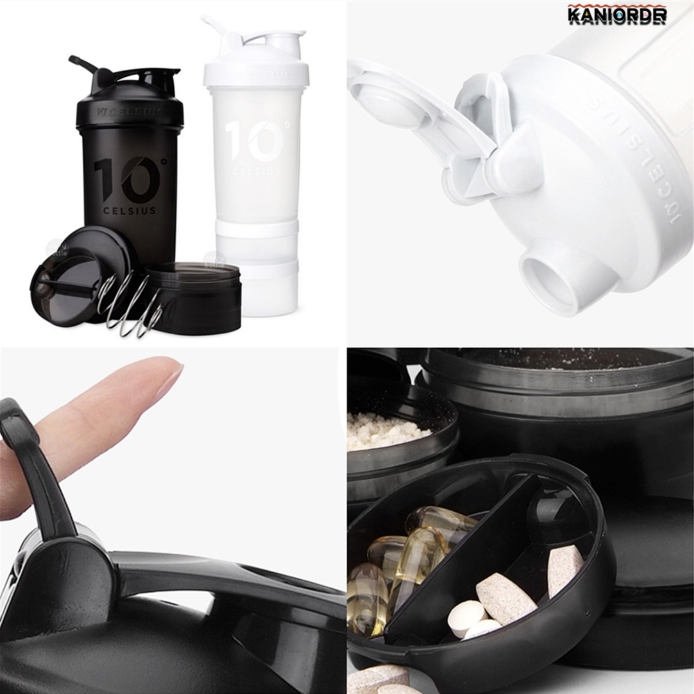 프로틴 텀블러 헬스 보충제 알약 수납 쉐이크 물병 운동용 450ml - 상품 이미지