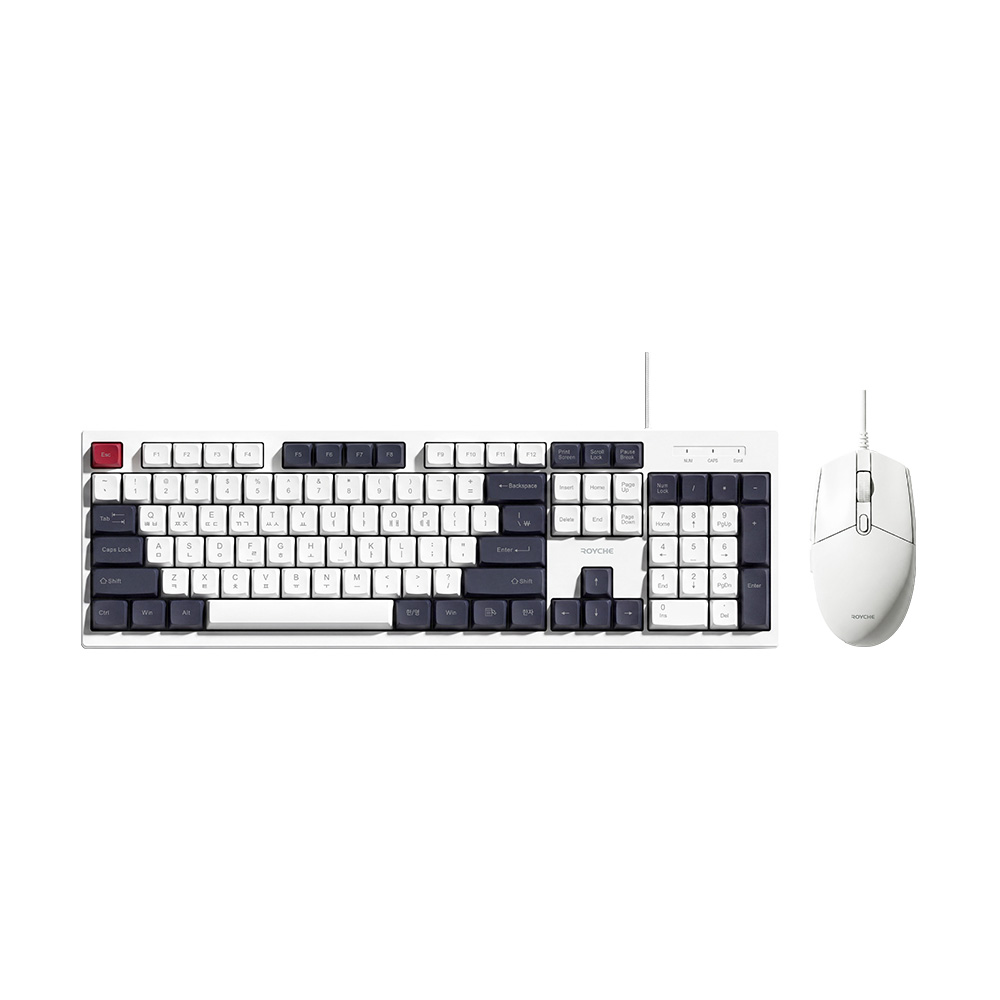 로이체 RMK-G1000 유선 키보드 마우스 세트 콤보 사무용 저소음 화이트, 멤브레인 - 상품 이미지