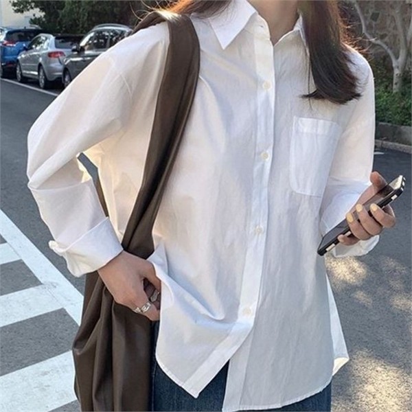 베이직 여성 셔츠 오피스 여성 남방 블라우스 카라 데일리 빅사이즈 - 상품 이미지