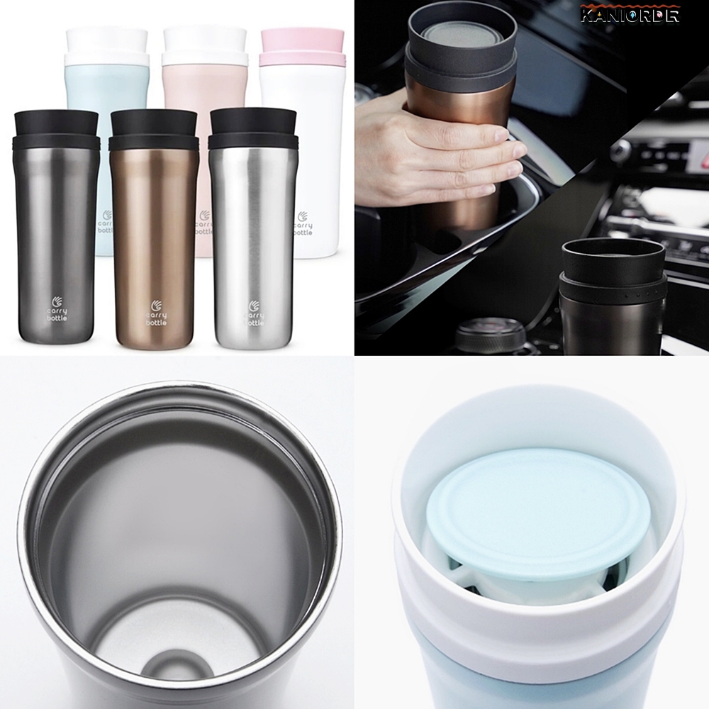 차 텀블러 원터치 뚜껑 물 컵 보온 보냉 차량용 작은 450ml - 상품 이미지