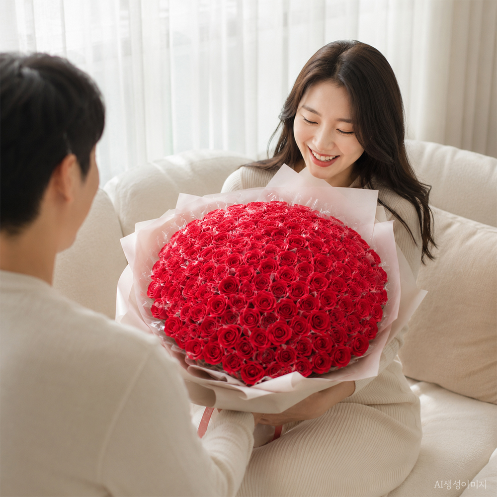 빨간 장미 비누꽃다발 돈꽃다발 프로포즈 결혼기념일 이벤트 100송이 - 상세 이미지 5