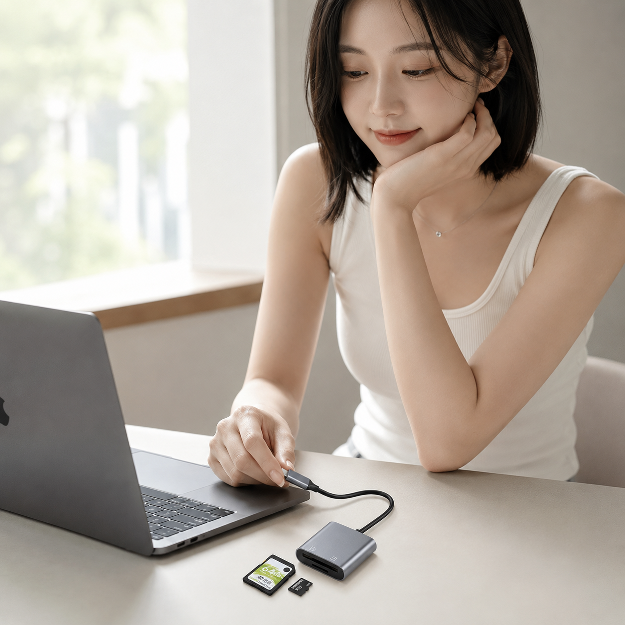 바라보고 USB C SD TF 카드리더기 OTG 2in1 메모리카드 C타입 2.0 리더기 - 그레이 - 상세 이미지 2