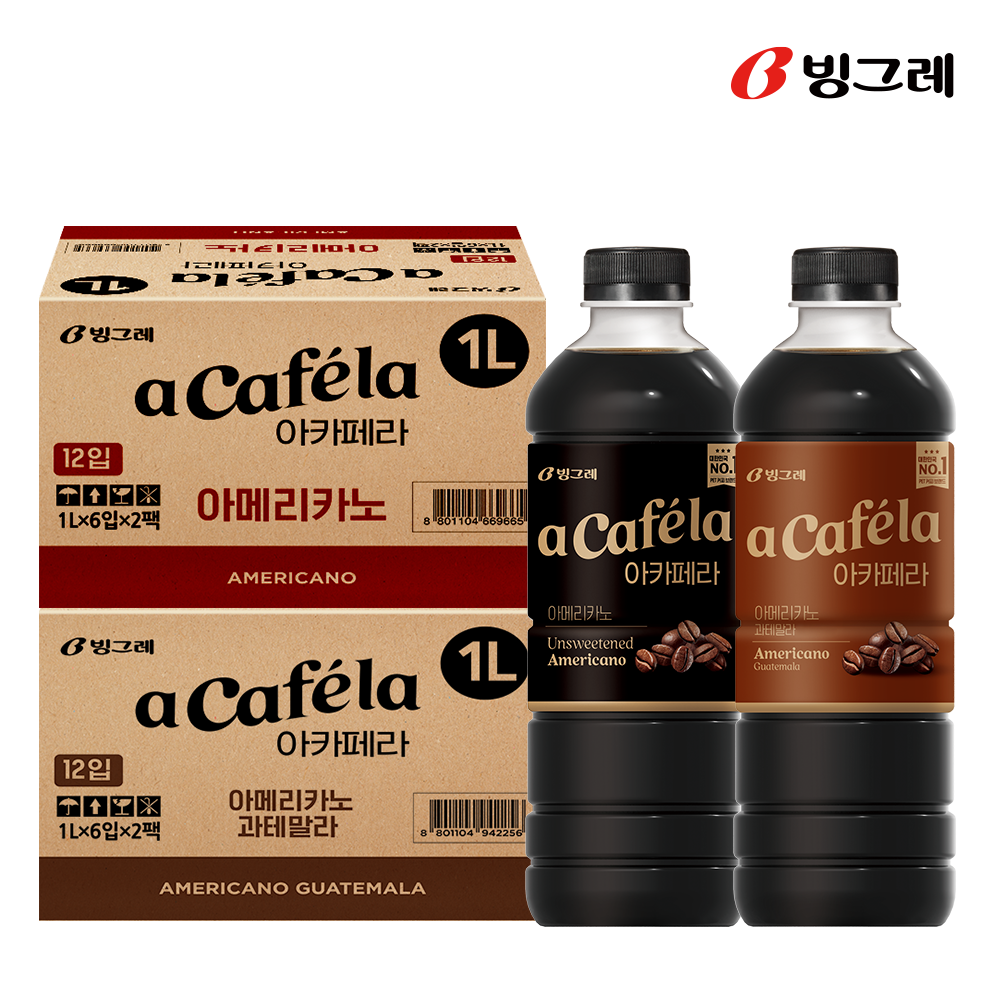 빙그레 아카페라 아메리카노 + 과테말라, 1L, 24개 - 상품 이미지