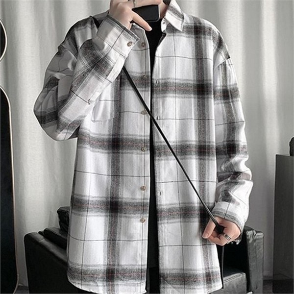 데일리 남성 체크 셔츠 2컬러 아우터 남성 루즈핏 셔츠 베이직 - 상품 이미지