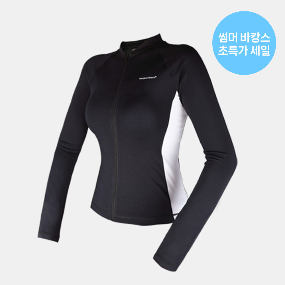 크라시앙 크라시앙 여성 자외선차단 허리배색 슬림핏 집업 래쉬가드 긴팔 상의 몸매보정