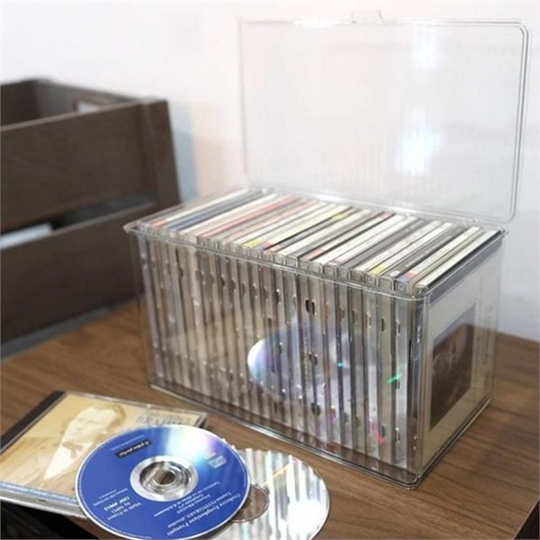 플라스틱 cd 정리함 데스크 투명 수납함 보관함 다용도 뚜껑 - 상품 이미지