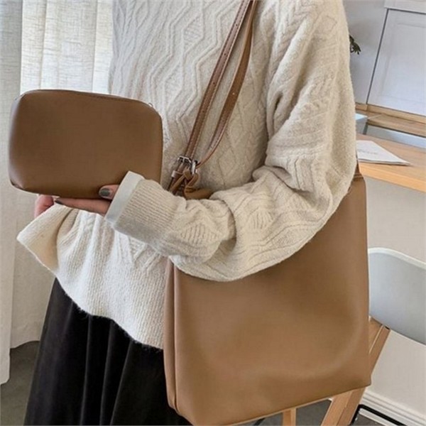 빅사이즈 여성 쇼퍼 백 캐주얼 여성 숄더백 데일리 베이직 - 상품 이미지