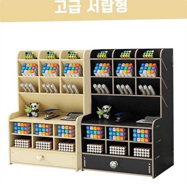 원목 나무 연필 꽂이 다용도 책상 연필 꽂이 사무실 정리함 - 상세 이미지 2