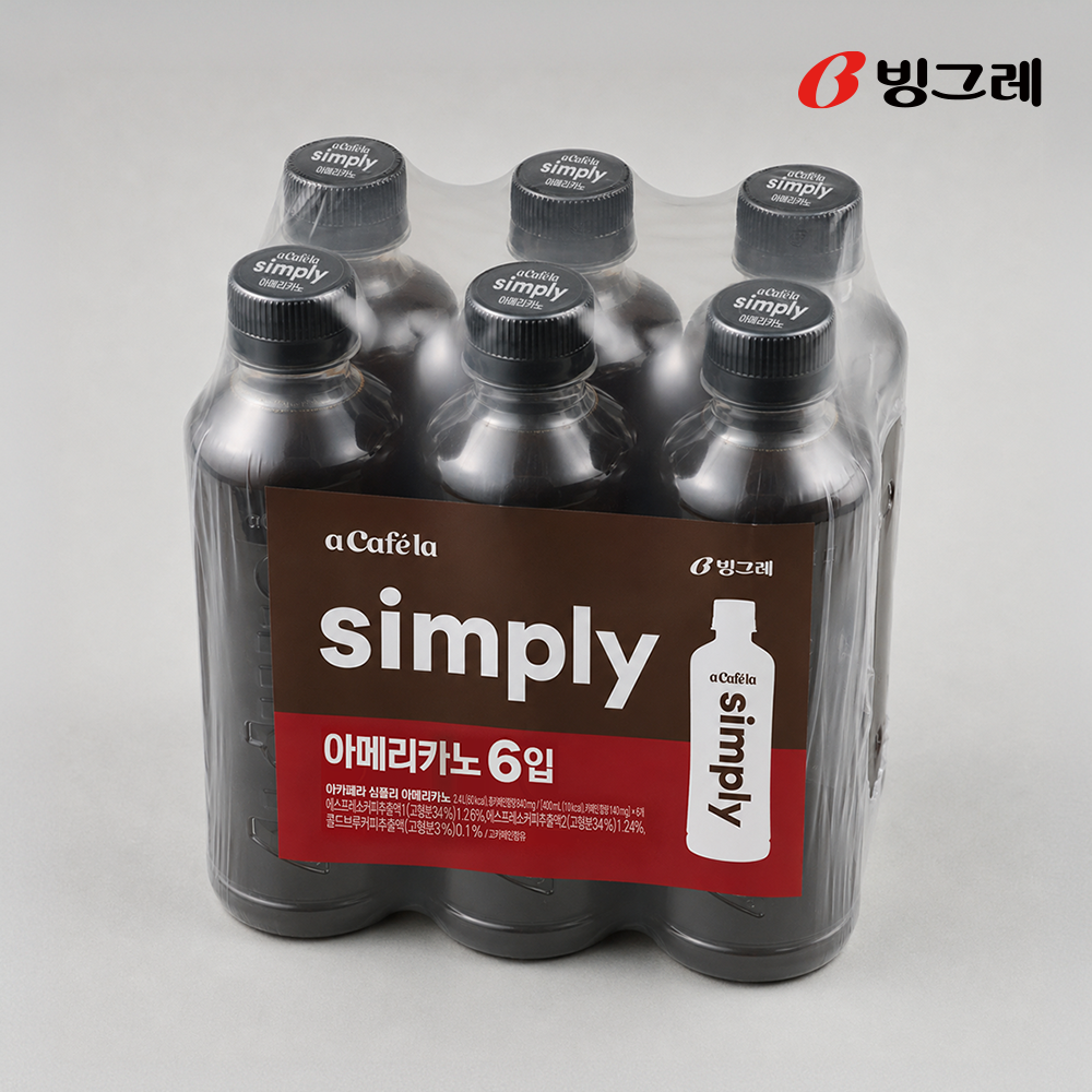 빙그레 아카페라 심플리 아메리카노, 400ml, 6개