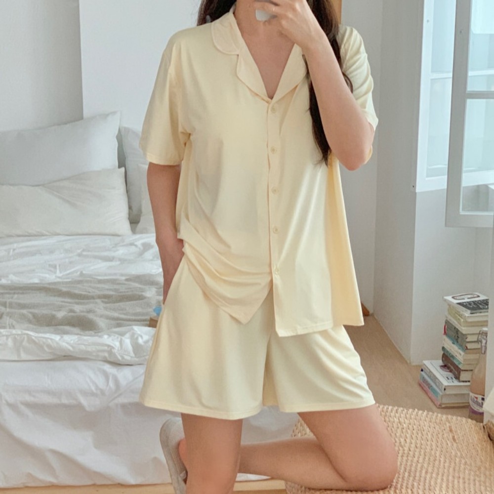 냉감 원피스잠옷 여름잠옷 나시 여성 순면 캡내장 반팔 파자마 상품 이미지