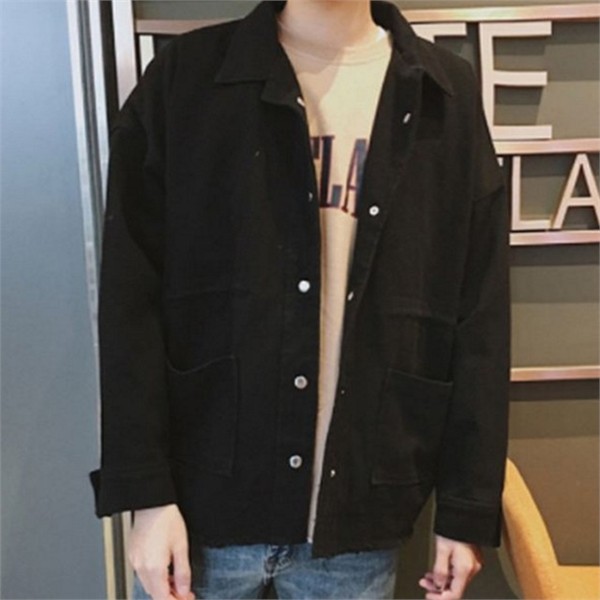 오버핏 남성 트러커 자켓 스트릿 남성 야상 자켓 카라 데님 - 상품 이미지