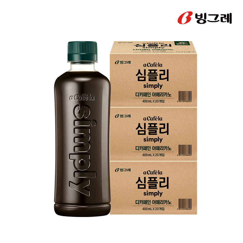 빙그레 아카페라 심플리 디카페인 아메리카노, 400ml, 60개