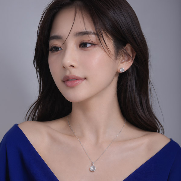 메종드쉬 모이사나이트 세트 귀걸이 목걸이 925실버 18kGF BMS022 헤일로 스터드 - 상세 이미지 4